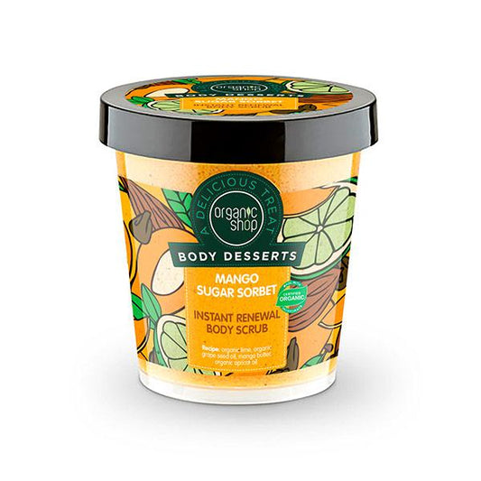 Exfoliante corporal Renovación Instantánea sorbete de azúcar de mango Organic Shop 450 ml
