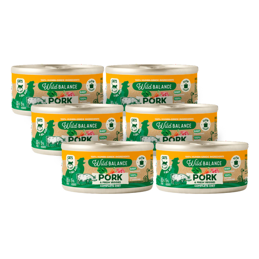 Pack Cerdo y verduras BARF para gatos 6x120 g Wild Balance