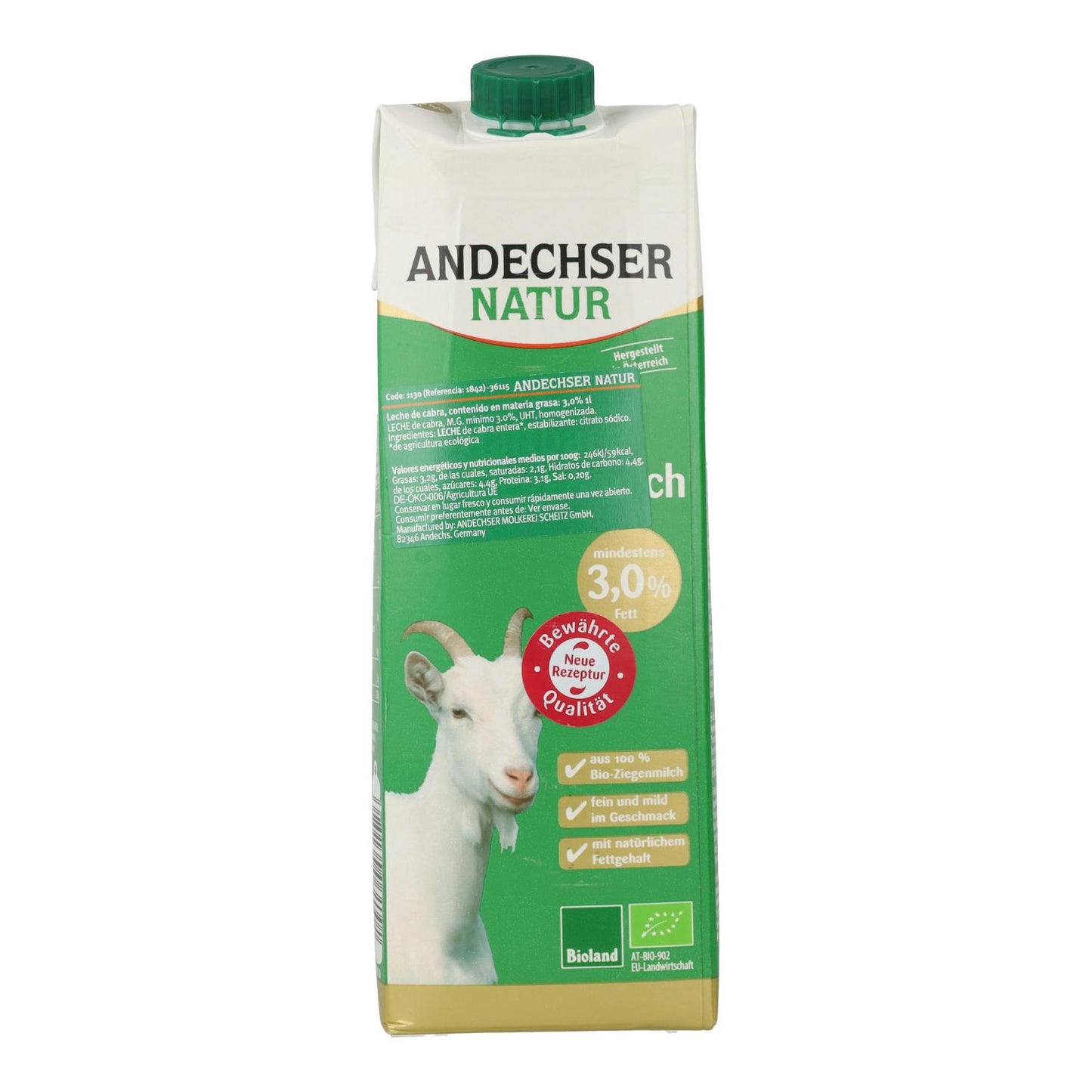 Leche de cabra min 3% materia grasa Bio, 1L