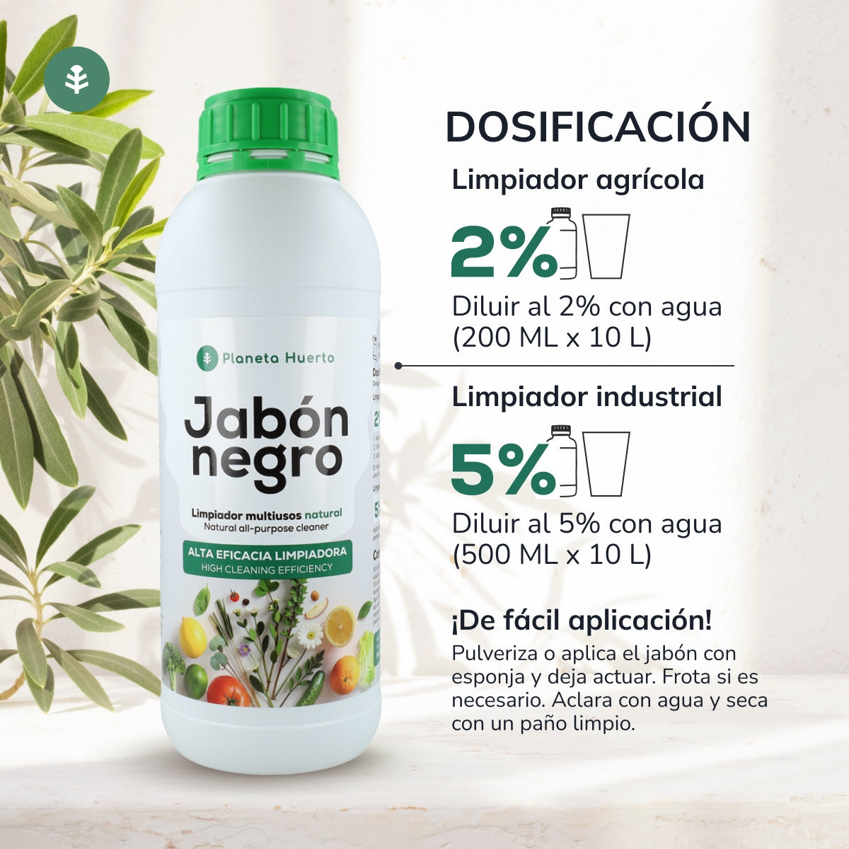 Jabón potásico Negro Planeta Huerto 5 L