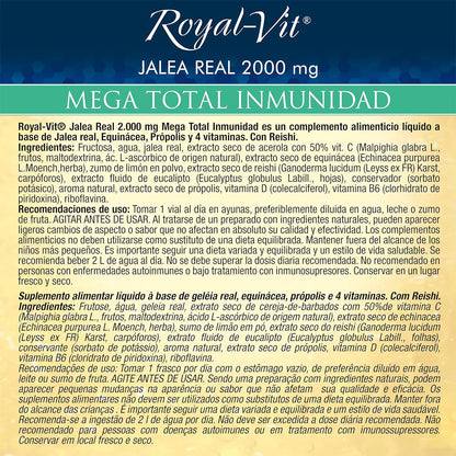 Jalea Real 2000mg Mega Total Inmunidad, con Reishi, Própolis y Equinácea Royal Vit 30 viales