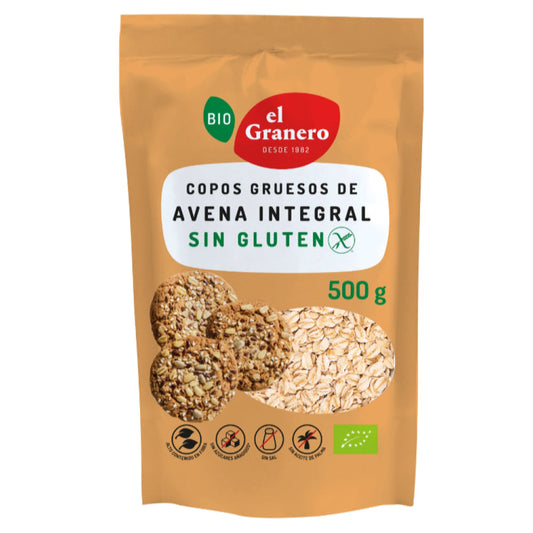 Copos gruesos de avena integral sin gluten BIO El Granero 500g