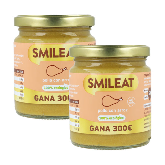 Pack 2x Tarrito Dorado BIO pollo con arroz +6 meses Smileat, 230g