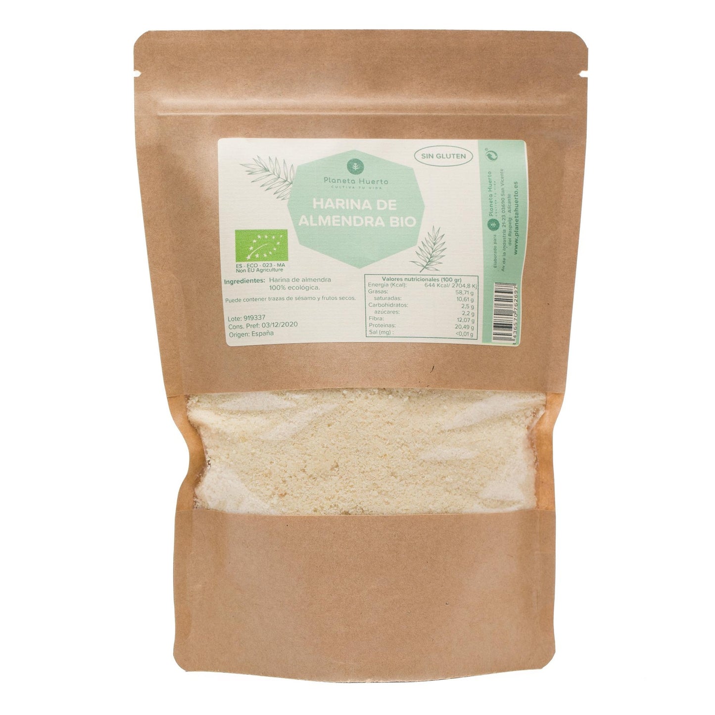 Harina de Almendra Sin Gluten ECO Planeta Huerto 400gr