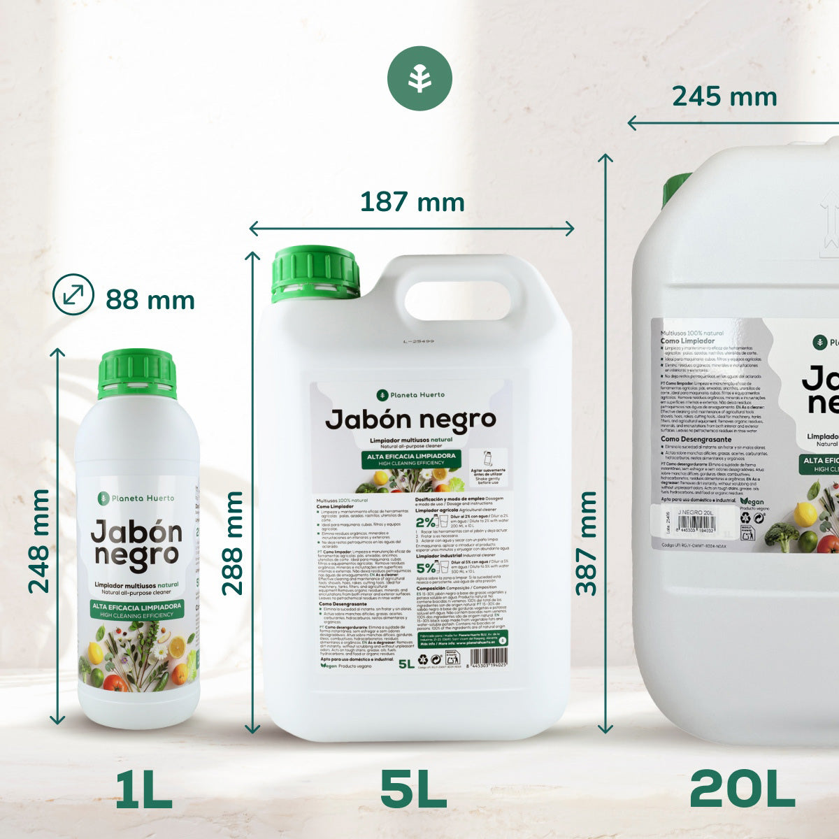 Jabón potásico Negro Planeta Huerto 5 L