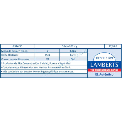 Silicio 90 cápsulas Lamberts 200mg
