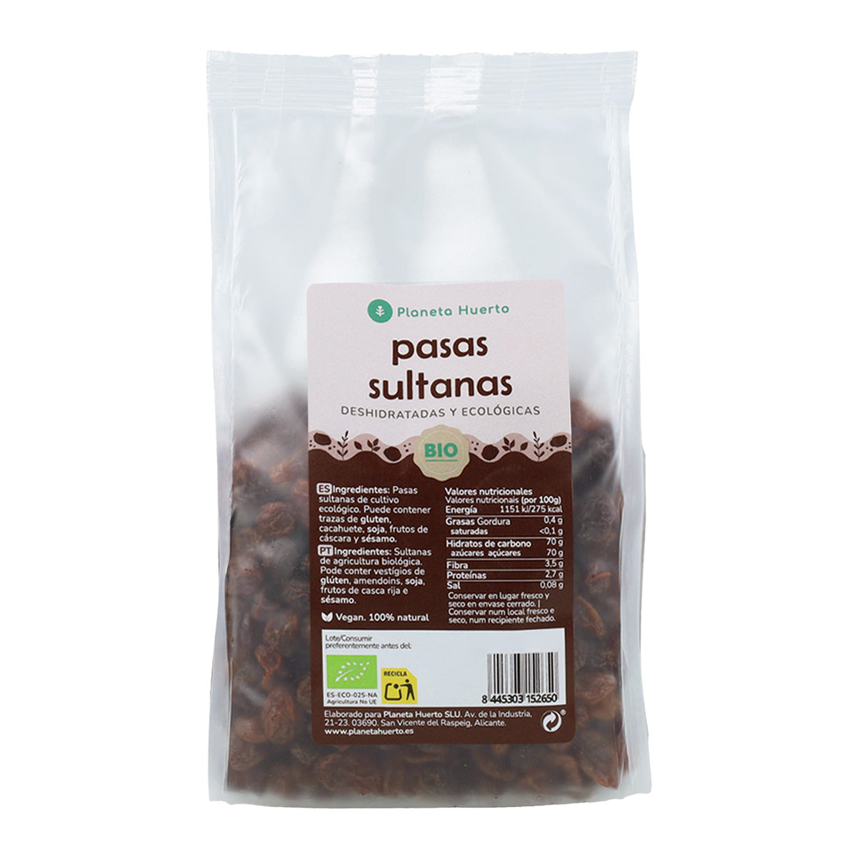 Pasas sultanas ECO Planeta Huerto 250 g