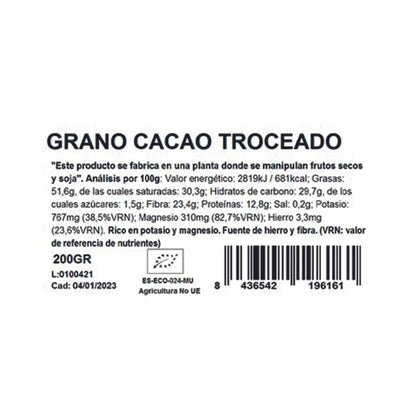Grano de Cacao Troceado (Nibs) Naturgreen, 200 g