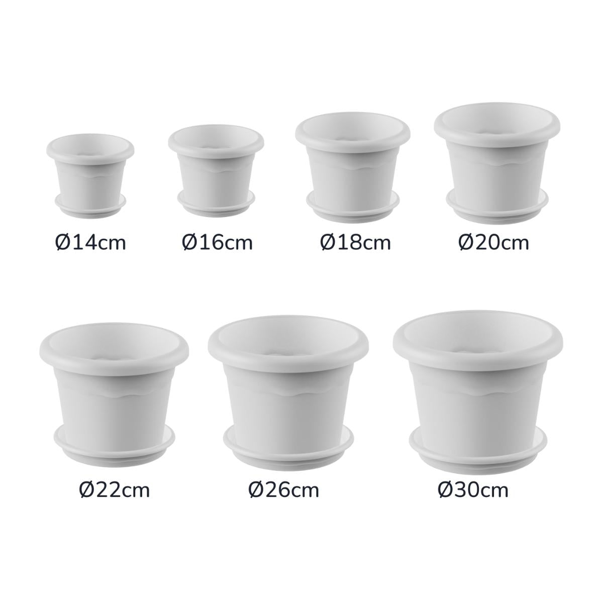 Pack maceta redonda con plato color blanco Terra 18 x 13 cm