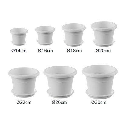 Pack maceta redonda con plato color blanco Terra 16 x 12 cm