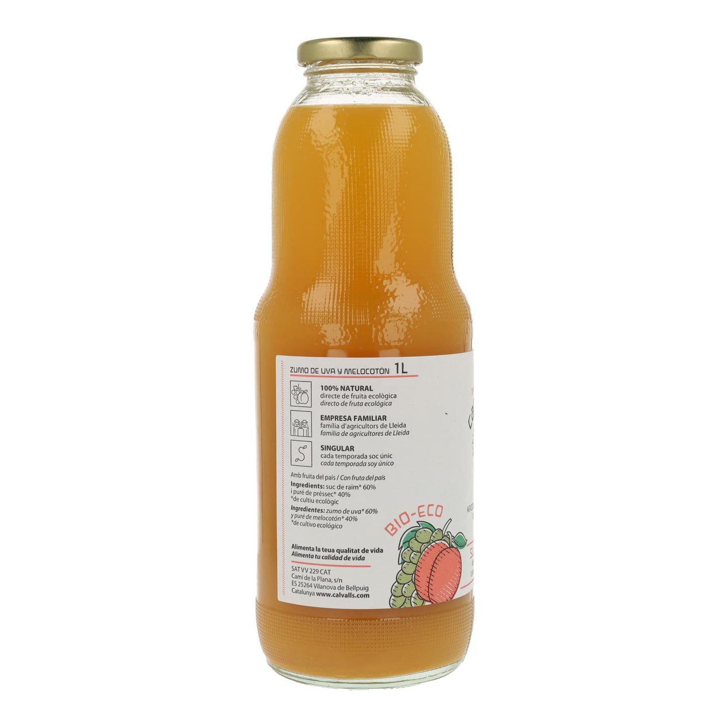 Zumo de Melocotón y Uva ECO Cal Valls 1L