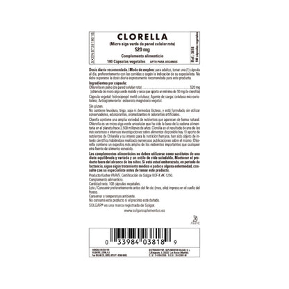 Chlorella (De Pared Celular Rota), 100 cápsulas de 520mg
