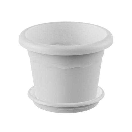 Pack maceta redonda con plato color blanco Terra 30 x 22 cm