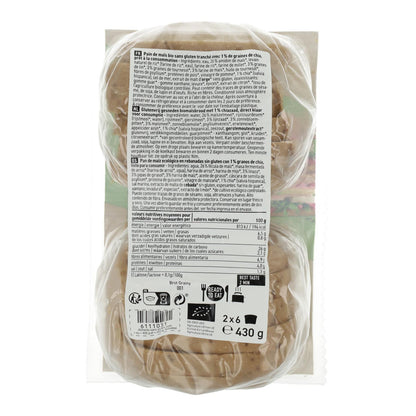 Pan de molde Rebanadas de Maíz con Semillas  Sin gluten Bio Schnitzer 430 g