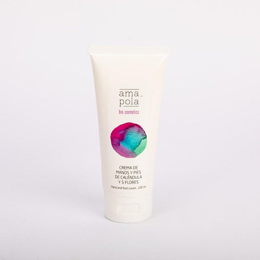Crema de manos y pies de caléndula y 5 flores Amapola 100 ml