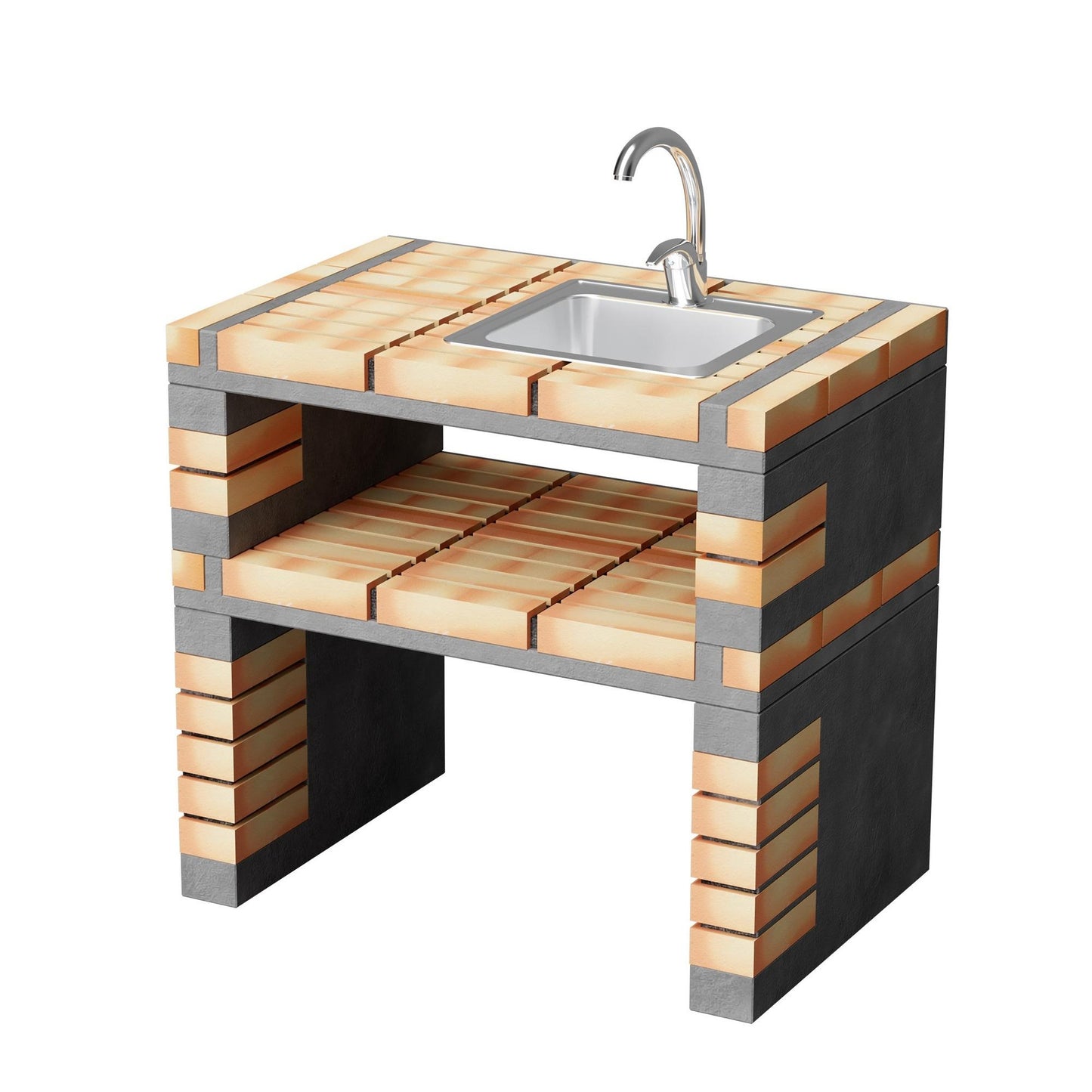 Cocina de exterior California Plus XL con barbacoa, fregadero y placa de gas Movelar