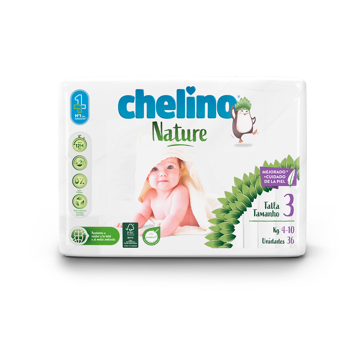Pack ahorro Pañales T3 4-10 kg Chelino Nature 144 uds