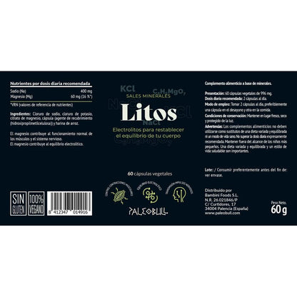 Litos Sales Minerales con electrolitos Paleobull 60 caps