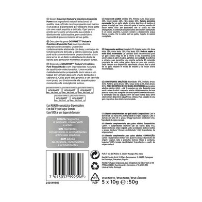 GOURMET Nature's Creations Exquisito Puré Snack Liquido con Salmón y Zanahoria 5x10g