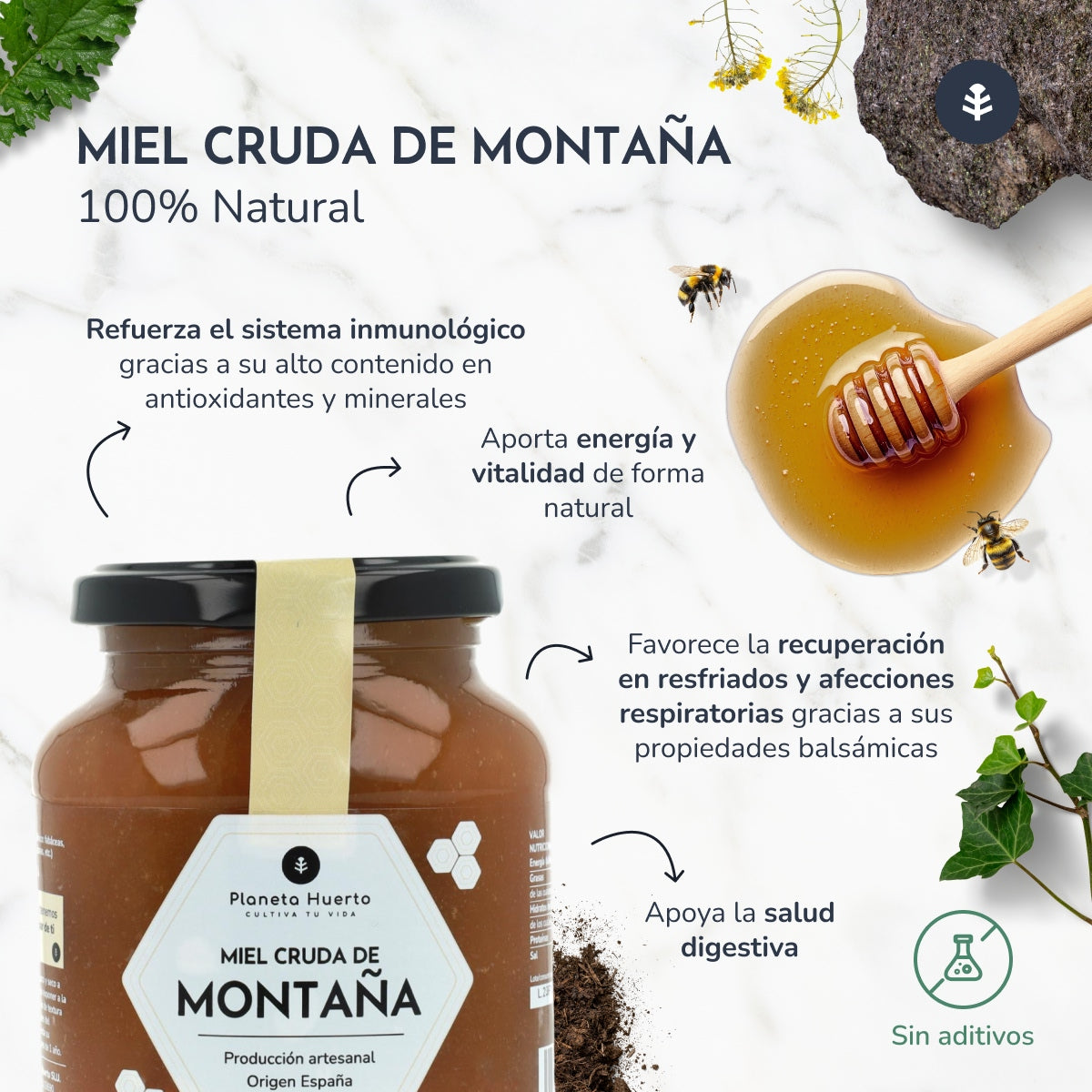 Miel Cruda de Montaña Planeta Huerto 500 gr