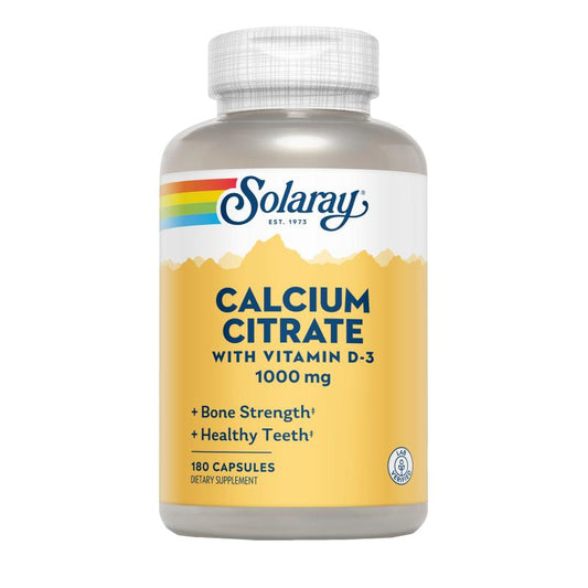 Calcio W/D3 Citrato 1000mg Solaray 90 cápsulas
