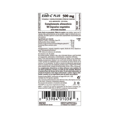 Ester C plus Vitamina C, 50 cápsulas vegetales de 500mg