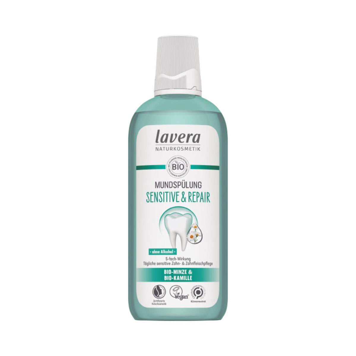 Enjuague bucal sensible y reparador con fluor, Lavera 400 ml
