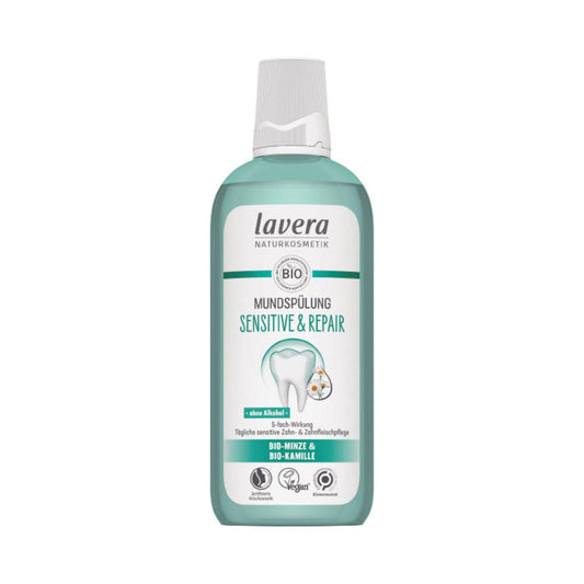 Enjuague bucal sensible y reparador con fluor, Lavera 400 ml
