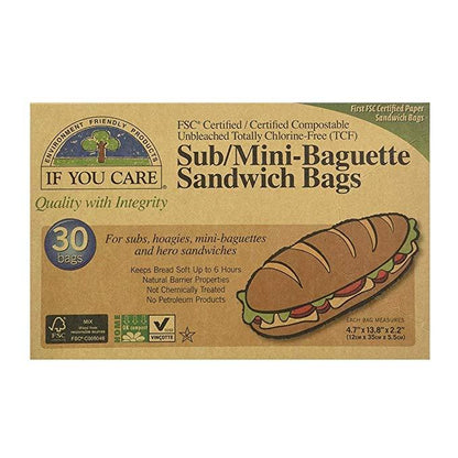 Bolsas de papel para bocadillos If You Care 30 Uds