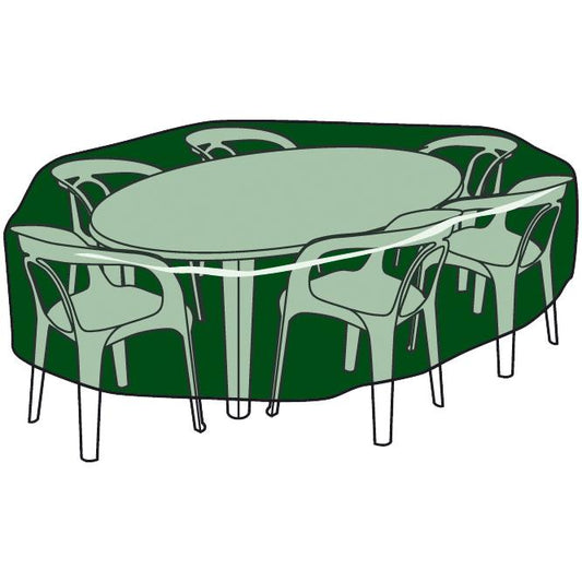 Funda circular cubre mesas y sillas de poliéster 325 cm x 90 cm