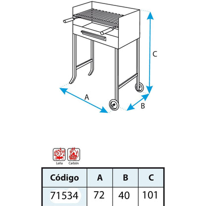 Barbacoa con ruedas y parrilla de acero inox Imex el Zorro