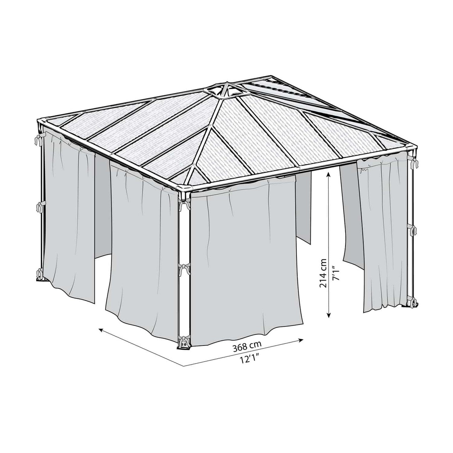 Set Cortinas para gazebo cenador Palermo 3000/3500/3600 + Milano 3000 + Martinique 3600 Canopia by Palram