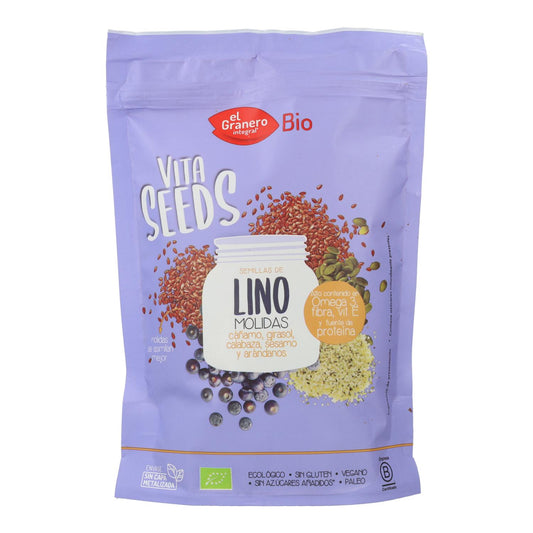 Semillas de Lino Molido, Cáñamo, Girasol, Calabaza, Sésamo y Arándanos Vitaseeds Bio El Granero, 300 g