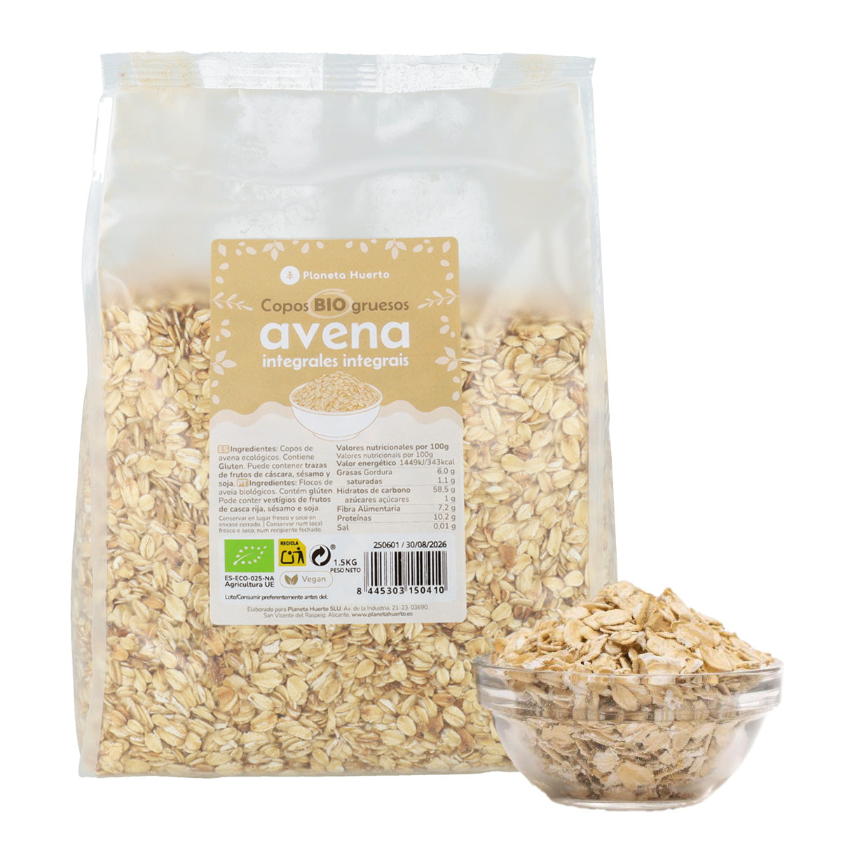 Copos de Avena integrales gruesos ECO Planeta Huerto