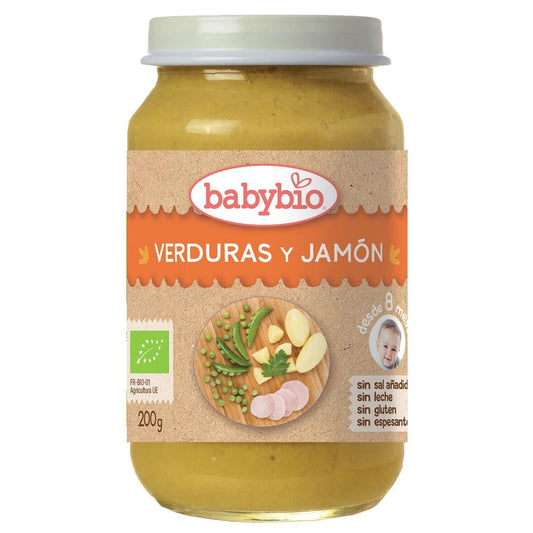 Tarrito Menú Tradición Verduras y Jamón, 200 g. Babybio