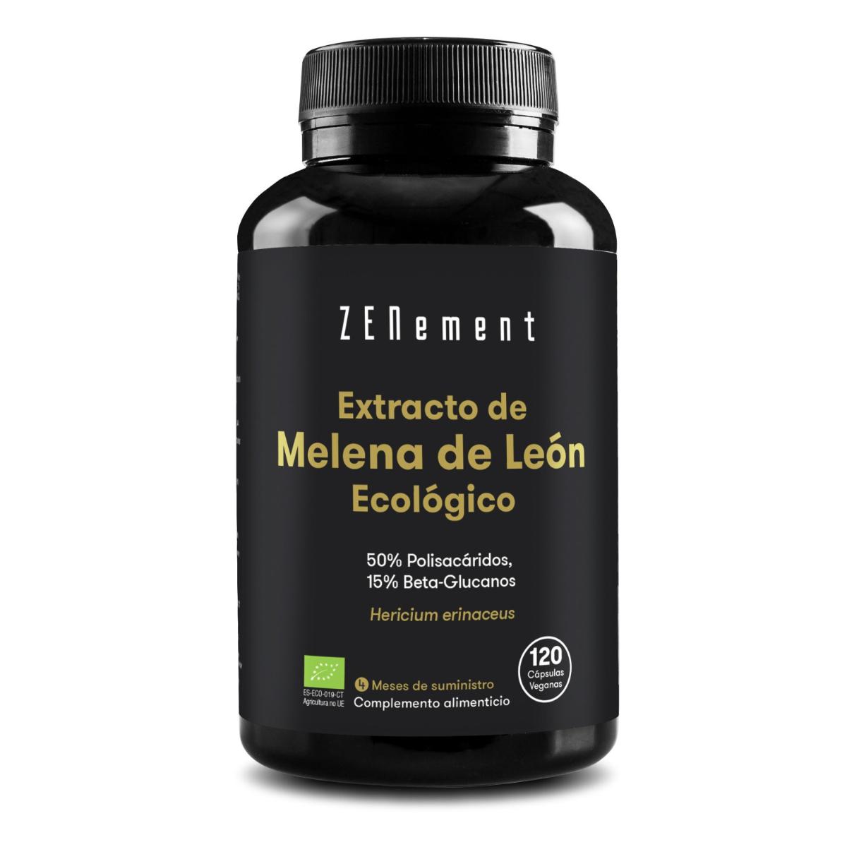 Extracto de melena de león ecológico 50% Polisacáridos, 15% Beta-Glucanos Zenement, 120 comprimidos