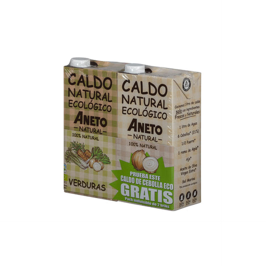 Pack caldo de verduras ECO 1L + caldo de cebolla Eco gratis 1L Aneto