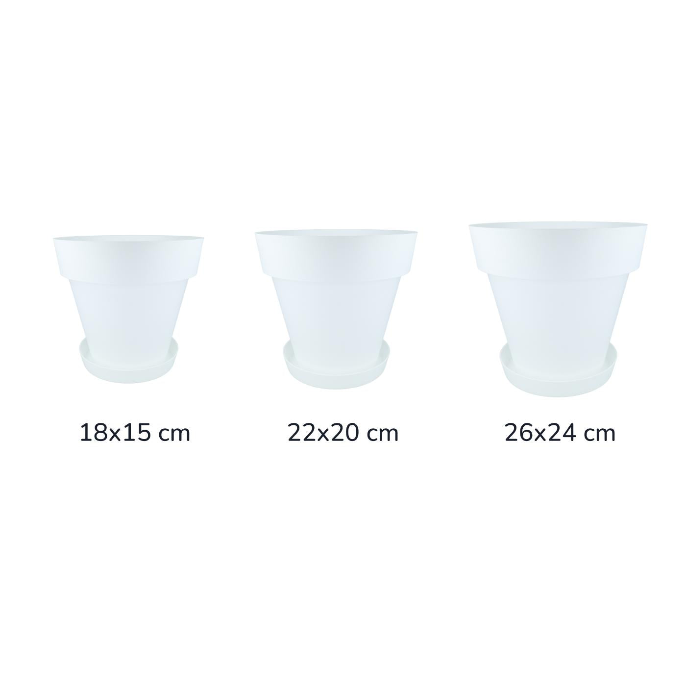 Pack maceta con plato color blanco Tes 18 x 15 cm