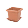 Pack maceta cuadrada con plato color terracota Terra 26 x 26 x 21 cm