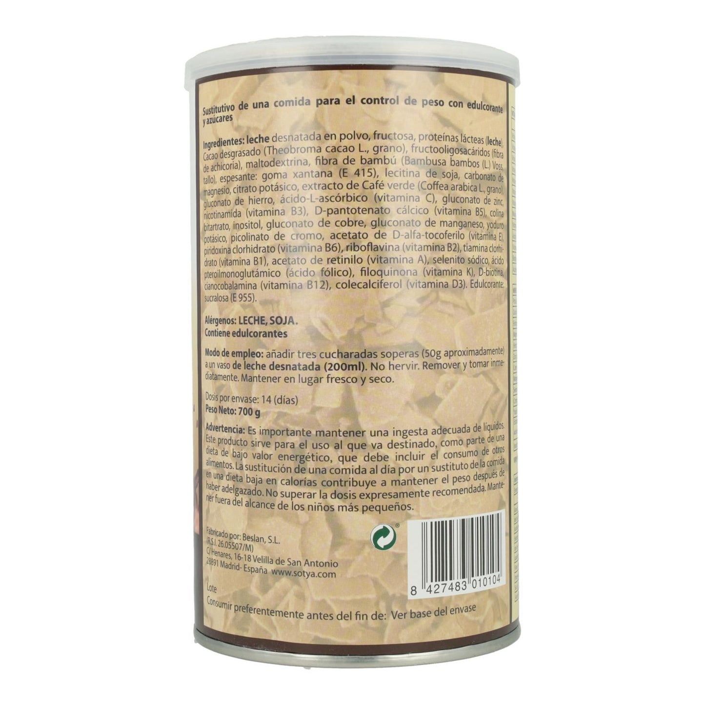Batido saciante Chocolate Sotya, 700 g