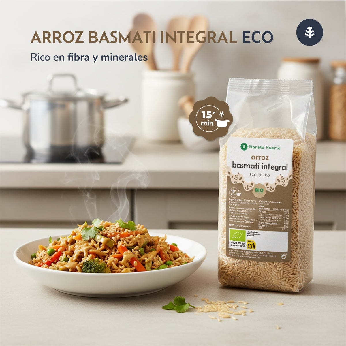 Arroz Basmati integral ECO Planeta Huerto 2,5 kg