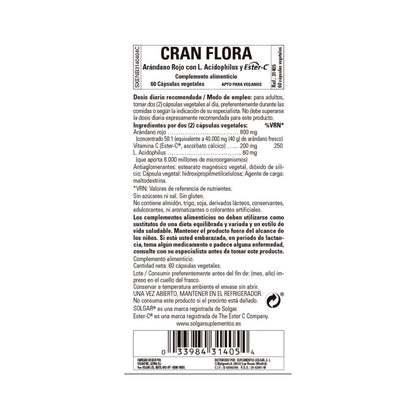 Cran flora (arándano rojo con probióticos y ester-C), 60 cápsulas