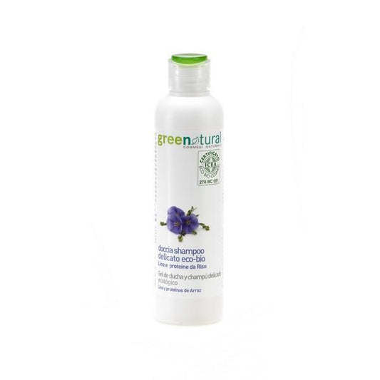 Gel de ducha y champú delicado lino y arroz  250ml Greenatural
