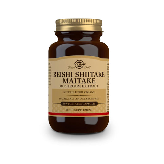 Reishi Shiitake Maitake Solgar 50 cápsulas vegetales