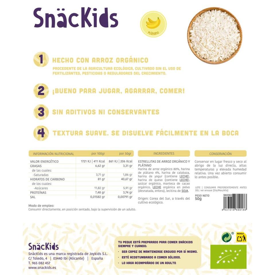 Snack ecológico para bebé +12 meses  Estrellas Arróz y Plátano