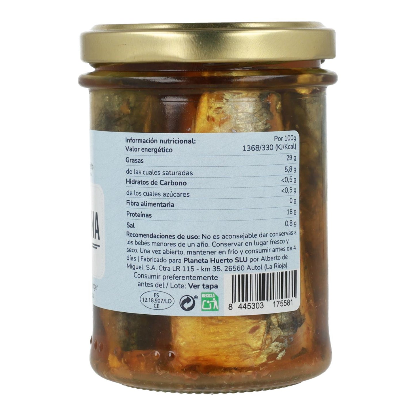 Pack 3x Sardinas en aceite de oliva ECO Planeta Huerto 190 gr