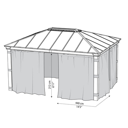 Set Cortinas para gazebo cenador Dallas 360x843 cm Canopia by Palram
