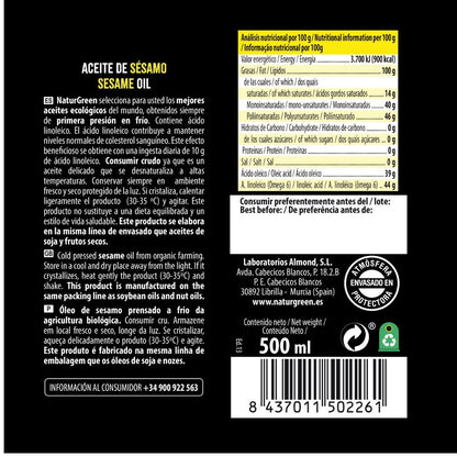 Aceite de Sésamo BIO  NaturGreen.
