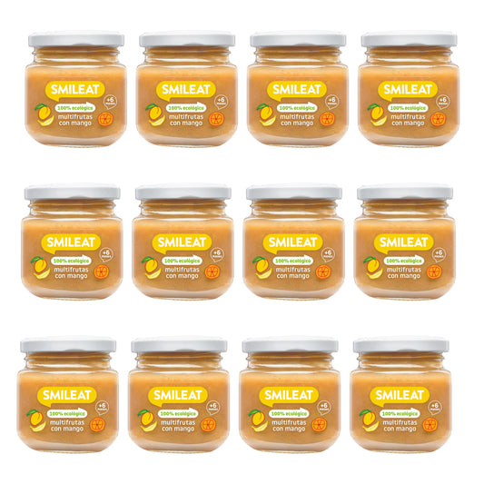 Pack 12x Tarrito Multifrutas con Mango BIO +6 Meses Smileat