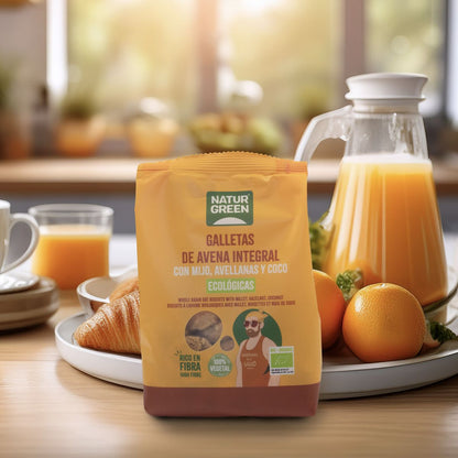 Galleta de Avena Integral con mijo, avellanas y coco Bio NaturGreen 140 g